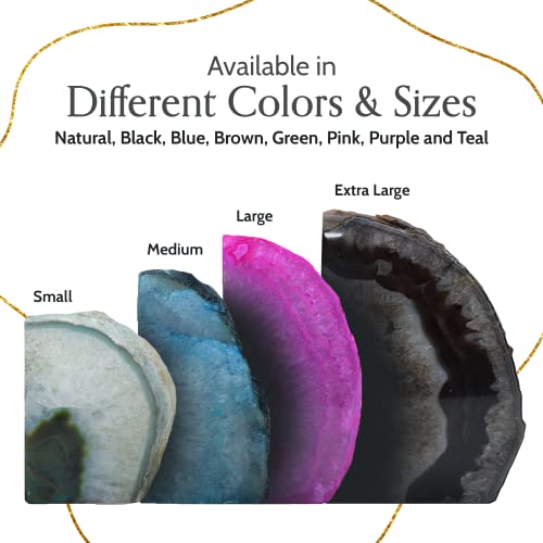 Nature's Decorations Agate Bookends - A Quality Green Geode with Non-Skid Rubber Bumpers for Shelves, Office, Home Decor, Heavy Duty Cute Stone (2-3 LB) - color: Green, size: A Grade 2 - 3 Lbs