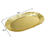 AVLA 6 Pack Plastic Serving Tray, Gold Serving Platter Set, Reusable Party Snack Serving Tray, Decorative Food Appetizer Platters for Dessert Table, Cupcake, Charcuterie, Cookies, 14" x 8.5"