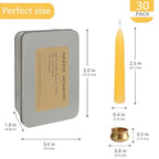 Meditation Beeswax Taper Candles Set, 20 Minute Pure Beeswax Mini Prayer Candles, 30 pcs Small Wishing Candle with Brass Candle Holders for Home Yoga - color: Beeswax, size: 30 Pack