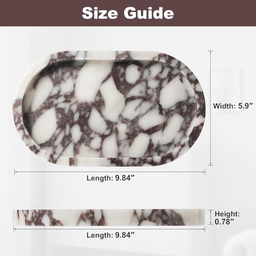 Calacatta Viola Marble Oval Trays 10"x6" - Bathroom Vanity & Kitchen Organizer Set, Stone Serving Dish for Jewelry/Perfume - style: Calacatta Viola - 4 Pack