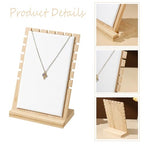 Necklace Jewelry Display Stand with Leather Soft Mat Bamboo Jewelry Stand Holder Organizer Jewelry Hanger Display for Necklaces - color: White
