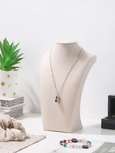 Necklace Bust Stand for Selling, Linen Necklace Display Holder, Jewelry Necklace Organizer Rack for Home Use or Store Show (9" Height) - color: Linen, size: 9" Height (1pc)