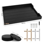 SXNOWS Coffee Table Trays - Large Ottoman Tray for Living Room -Wood Serving Tray with 2 Sets of Handles - Wooden Tray for Coffee Table, 4 Round Coasters Included, Black - color: Black