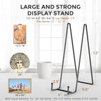 TR-LIFE 3 Pack 12 Inch Plate Stands for Display - Large, Metal Picture Frame Holder Stand + Easels for Decorative Platter, Book, Plaque, Photo, Table Top Art - size: 12 Inch