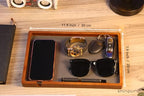 Shinpuru Wooden Valet Tray for Men, Nightstand Organizer with Leather Inlay, EDC Essentials Catchall Tray for Keys, Phone, Wallet, Watch, Earbuds - Bedside Desk Entryway Tray (Wood-Full) - color: Brown-F