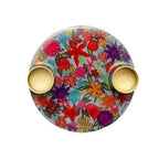 Yair Emanuel Flat Plate Candle Holders for Shabbat 4 Inch Vibrant Pattern Design Modern Judaica Gift (CSE-2 Flowers) - color: Cse-2 Flowers