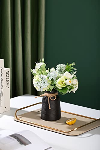 Black Ceramic Vase - Small Flower Vase for Shelf, Table, Bookshelf, Fireplace Mantle, Office Decor - Decorative Centerpiece for Petite Farmhouse Style - color: Black