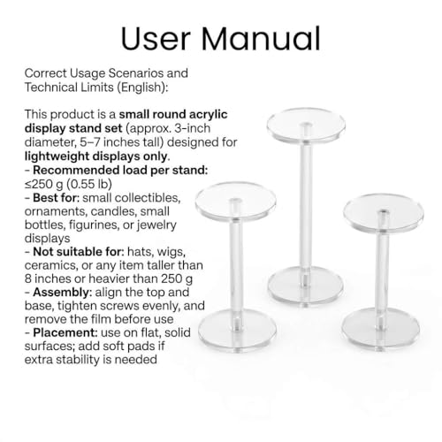 QWORK Round Acrylic Display Stand, Premium Clear Round Riser Stands, Set of 3