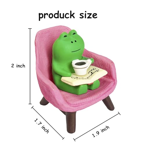 Miniature Frog Figurines Desk Accessories，Funny Frog Statue Home Office Desk Decor，Cute Frog Sculpture Gift for Frog Lovers