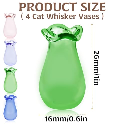 4Pcs Mini Flower Vase Cat Whisker Holder for Decor, Tiny Vase Mini Vase Decorations Cat Memorial Gifts for Dog or Cat, Hair Keepsake Micro Landscape Ornament Supplies - color: 4pcs-multicolor
