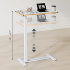 FLEXISPOT H7 Adjustable Overbed Bedside Table with Wheels Pneumatic Mobile Standing Desk Laptop Desk Rolling Computer Cart Movable Overbed Table Hospital Home Use(27.6" W x 15.7" D, White Maple) - color: White Maple, size: Small