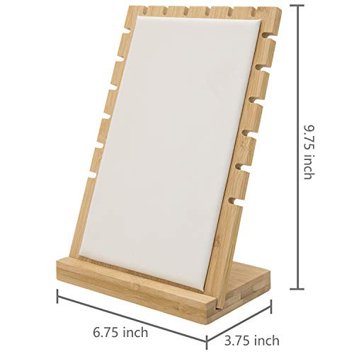 MyGift necklace display standMyGift 2-Pack Bamboo Jewelry Display Stands with PU Panel & Multi-Rung Design – Detachable Bases, Non-Scratch Surface jewelry display for vendors, - color: White