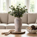 Rustic Distressed Ceramic Threaded Vase, 11" H Handmade Wabi Sabi Decor Vase (Antique Terracotta with Lime White & Distressed Black Patches) for Living Room Table Centerpieces, Entryway & Fireplace - size: 11 inch-B