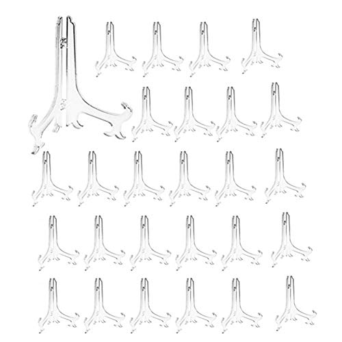 Artliving 3" Clear Plastic Stand Cookie Holder Display Stand Place Card Holder Display Easels at Weddings, Birthday Party(24 Pack) - color: White, size: 3inch(24piece)