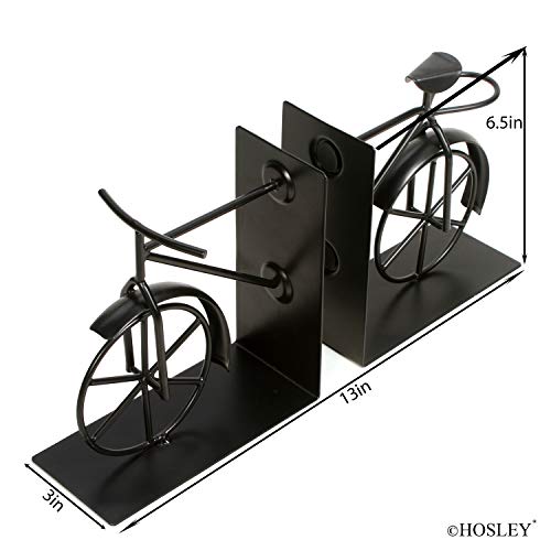Hosley Classic Bike Bookends - 6.5" Vintage Metal Book Ends for Shelves, Heavy Duty Book Organizer for Desk, Rustic Farmhouse Book Shelf Decor, Antique Style Bookend Set, Cottagecore Home Office Decor