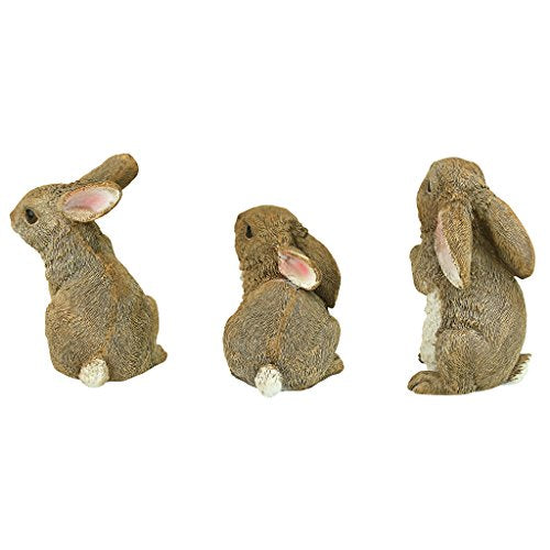 Design Toscano QM92008 Bunny Den Rabbits Indoor/Outdoor Set of Three Garden Animal Statues, 5 Inches Tall, Handcast Polyresin, Full Color Finish - style: The Bunny Den