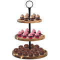 Perco 3 Tier Wooden Cupcake Stand, Acacia Wood Tiered Display Stand for 20 Cupcakes – Rustic Dessert Table Display Set, Tiered Serving Tray for Weddings, Birthdays, Baby Showers & Events - color: Acacia Wood