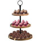 Perco 3 Tier Wooden Cupcake Stand, Acacia Wood Tiered Display Stand for 20 Cupcakes – Rustic Dessert Table Display Set, Tiered Serving Tray for Weddings, Birthdays, Baby Showers & Events - color: Acacia Wood