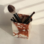 Calacatta Red Marble Toothbrush Holders for Bathroom, Natural Marble Makeup Brush Holder Countertop Organizer - color: Calacatta Red