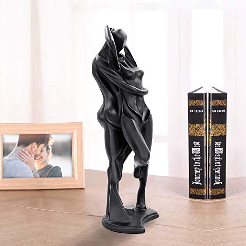 DreamsEden Romantic Couple Art Dancing Sculpture, Anniversary Wedding Statue Abstract Ornament Figurine Home & Office Decor (Passionate Embrace & Kiss) - color: Black, Passionate