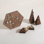 GemeShou 6pcs Wood Jewelry Ring Storage organizers, Retail ring display slot stand, Small walnut Jewelry ring holder tray for Girl Woman Room Decoration【Walnut-Triangle 6pcs】 - style: Triangle
