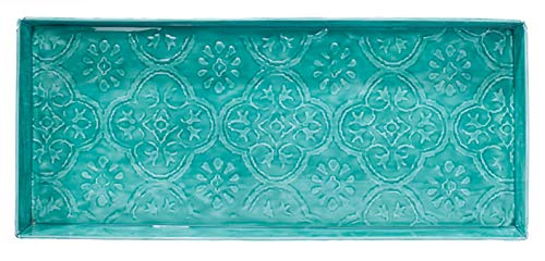 HF by LT Medallion Pattern Enamel Boot-Tray, 30 x 13 inches, Turquoise - color: Medallion Pattern, Turquoise