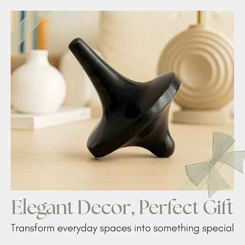 Dressler Alabaster Tops Decorative Object – Stone & Marble Modern Home Decor Accent – Artistic Shelf Styling & Coffee Table Decor for Office & Living Room – 6", Black - size: 8"