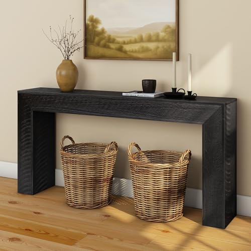 Plank+Beam 66 Inch Camden Console Table - Solid Pine Wood, Easy Assembly for Living Room or Entryway, Rustic Char - color: Rustic Char, size: 66 Inch