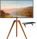PUTORSEN Premium Wood Easel TV Stand, Adjustable TV Tripod Stand for 45-65 Inch LED LCD Screen, with Top TV Shelf and Magnetic Concealed Cable Management, Max Load 88lbs, Walnut