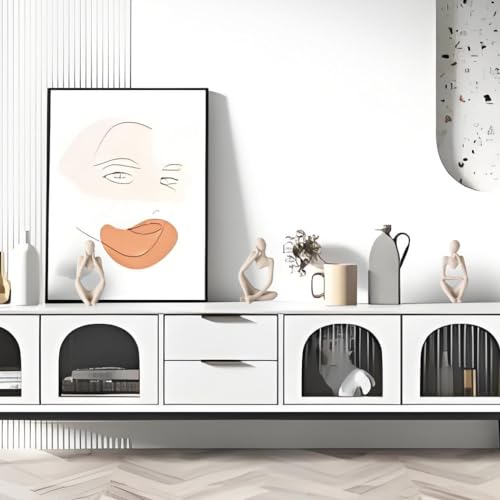 IcosaMro Thinker Statues Bookshelf Decor Abstract Sculpture Mid-Century Art Collection Figurines Modern Boho Home Decor Aesthetic Accents for Entryway Office Coffee Table Dresser TV Stand (Sandstone)