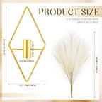 Peryiter 2 Pcs Boho Wall Decor Metal Gold Wall Art Hanging Planters with Artificial Pampas Modern Home Decor Display Art for Living Room Bedroom Bathroom(Rhombus) - style: Rhombus