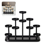 10arms Tea Candle Holder Tray, Metal Black Candlestick Holder, Candle Holders Set of 10, for Dining Room, Table Centerpiece Decor,Decorative Tray… - size: tea's 10arms