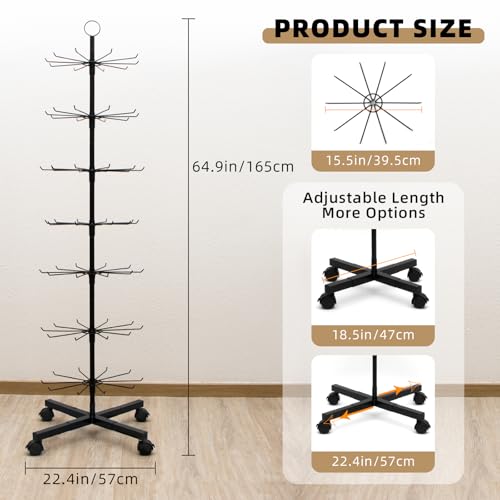 ANBOXIT Retail Display Stand, Rotating Display Rack for Earring Keychains Jewelry Vendor Events & Stores, 7 Tier Movable and Adjustable 1 PCS - Black