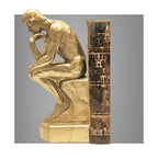 Bellaa 25594 Rodin Thinker Bookends Set of 2-9 Inch Golden Polyresin Auguste Statue Book Ends Heavy Duty Non-Skid