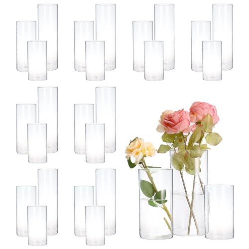 24 PCS Hurricand Glass Candle Holders, Clear Glass Cylinder Vase for Centerpieces Wedding Party Decoration - color: Clear Glass Candle Holder-24pcs
