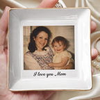 Custom Photo Jewelry Dish for Mom, Mothers Day Birthday Gifts for Grandma, Mom Ring Dish, New Moms Gift, Mom Gift from Daughter, Son, Grandma Gifts for Birthday - color: Style 1
