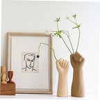 Cabilock Creative Light Brown Ceramic Hand Shaped Vase for Desktop Decoration Unique Handmade Art Flower Arrangement Ornament Home Decor Office and Living