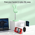 OATSBASF Cute Cell Phone Stand, Adjustable Bunny Phone Stand for Desk, Thick Case Friendly Holder Compatible with iPhone, Kindle, iPad, Switch, All Phones (Green) - color: Green