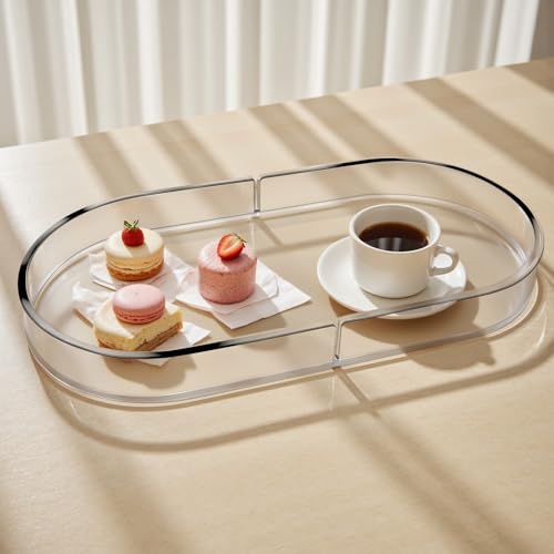 Acrylic Decorative Vanity Tray Perfume Jewelry Trinket Tray for Bathroom Counter Soap Toilet Tank Sink Small Candle Catch All Organizer, 12.6x6.3 Inches, Clear - color: Clear
