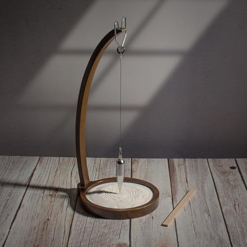 Kihomi Wooden Sand Pendulum for Desk | Creative Swinging Sand Tracing Pendulum | Magical Kinetic Decor for Zen Office and Home Decor | Relaxing Accessories for Tensegrity and Ornament Gifts (Brown)