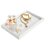 Juvale Large Marble Vanity Tray - Jewelry & Cosmetic Organizer with Drawer Organizer - Bathroom Display with Soap Tray - Home Accent Piece with Marble Decor - 11.7 x 7.7 x 1.1 in White (Pack of 2) - size: 11.7" x 7.7" x 1.1" (Pack of 2)