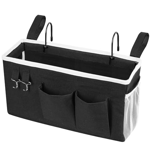 Loghot Bedside Caddy/Bedside Storage Bag Hanging Organizer for Bunk and Hospital Beds,Dorm Rooms Bed Rails,Can be Placed Glasses,Books,Mobile Phones,Keys (Black) - color: 1pc Black