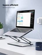 Lamicall Adjustable Laptop Stand, Portable Laptop Riser, Aluminum Laptop Stand for Desk Foldable, Ergonomic Computer Notebook Stand Holder for MacBook Air Pro, Dell XPS, HP (10-17.3'') - Grey - color: 3-Gray