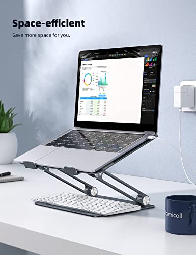 Lamicall Adjustable Laptop Stand, Portable Laptop Riser, Aluminum Laptop Stand for Desk Foldable, Ergonomic Computer Notebook Stand Holder for MacBook Air Pro, Dell XPS, HP (10-17.3'') - Grey - color: 3-Gray
