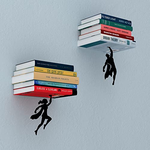 Artori Design Floating Bookshelf for Kids, Invisible Metal Book Shelf, Wall Decore Book Lovers Bookshelf (Wondershelf+Supershelf) - size: Wondershelf + Supershelf