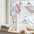 7 Inch Frosted White Ceramic Tapered Tabletop Vase Modern Minimalist Vase for Home Office Decor