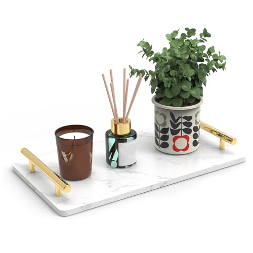 XZHXFX Guest Towel Holder Tray for Bathroom,Marble Slab with Handles -Napkin Holder for Kitchen - Bathroom Tray (Gold,Large) - color: Gold, size: 13" x 7.1" x 2"