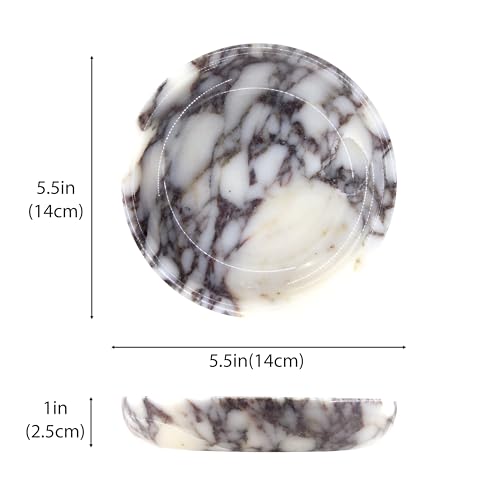 Small Natural Marble Jewelry Tray Key Plate Holder Dish Trinket Decor Catch All Bowl for Ring Earring Stone Gift for Women Daugther,Calacatta Viola,5.5" - color: Calacatta Viola