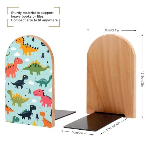 Cute Funny Dinosaurs Mint Green Cute Cartoon Bookends 1 Pair, Book Ends for Shelves, Bookshelf Dividers Books Organizer for Office Home Bookstore - color: Picture(457)