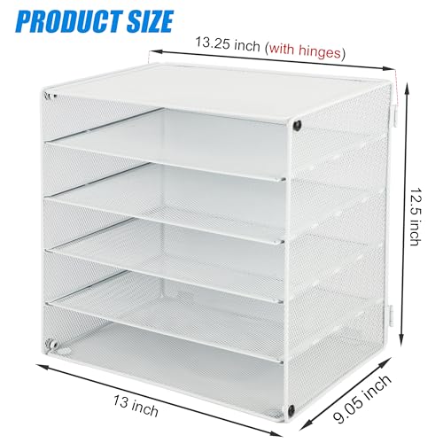 EASEPRES 5 Slot Mesh Desk Organizer Tray, File Paper Letter Folder Holder Desktop Paper Sorter Mail Organization Rack Storage Accessories, for Office Home School Classroom, White - color: 5 Tier White
